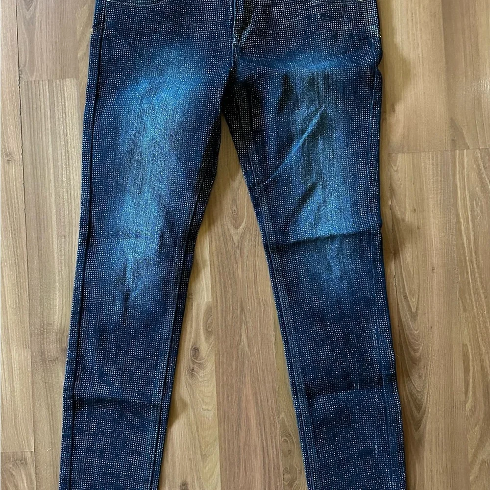 Justice glitter jeans size 14.5 bling, sparkly, sparkle, tween - Picture 4 of 7